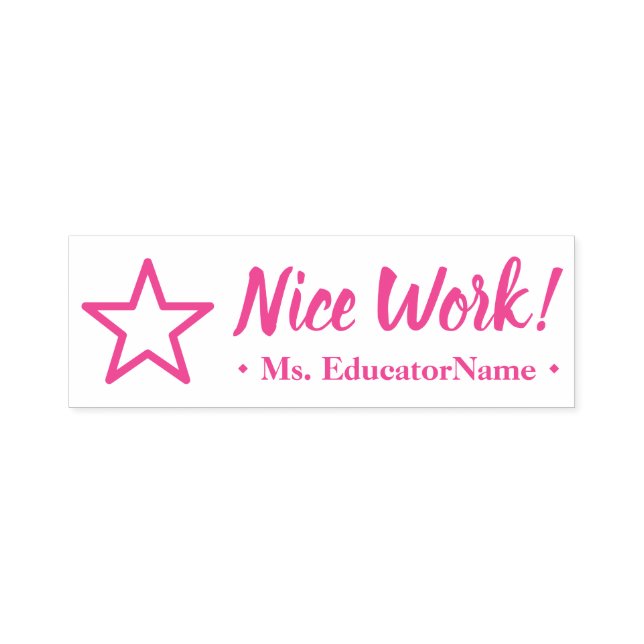 "Nice work!" + Name des Instrukteurs Gummi Briefma Permastempel (Design)