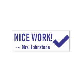 "NICE WORK!" + Pädagogik Name Rubber Briefmarke Permastempel