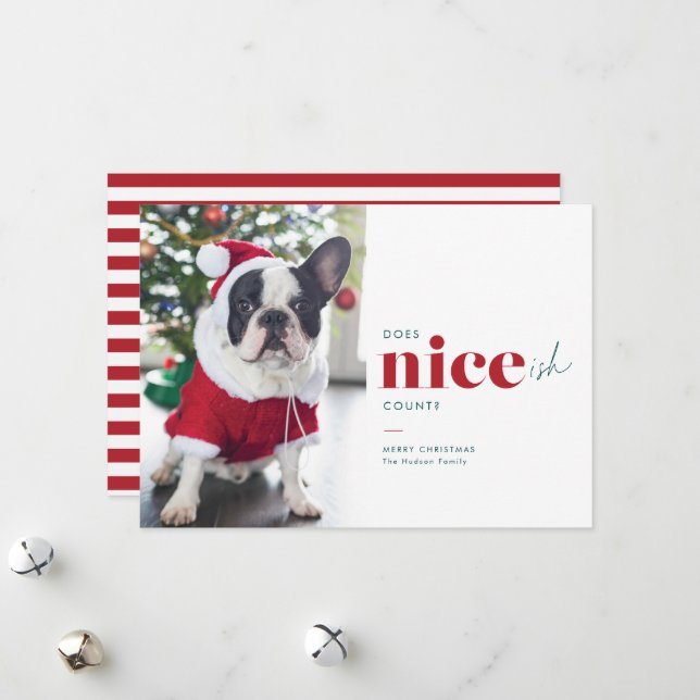 Niceish Funny Dog Christmas Cards Feiertagskarte (Vorderseite/Rückseite Beispiel)