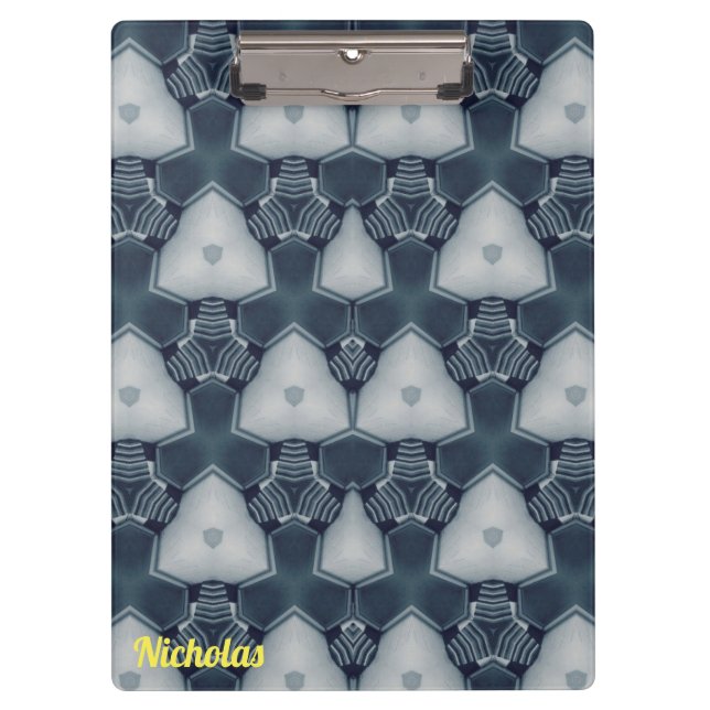NICHOLAS ~ Mute Grau und Weiß Design Original Klemmbrett (Vorderseite)