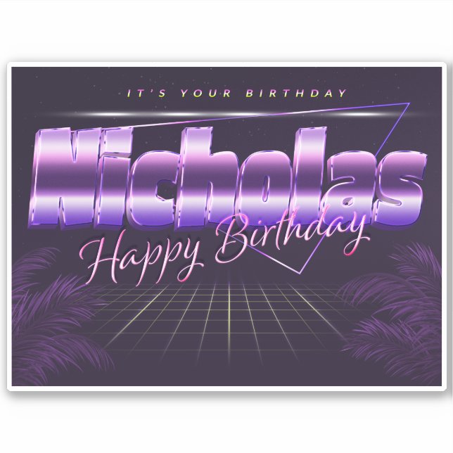 Nicholas Name Vorname retro Sticker Geburtstag (Vorderseite)