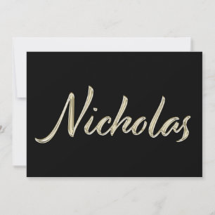 Nicholas Name white gold Handwriting Karte