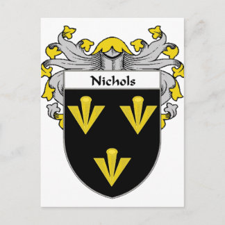 Nichols Coat of Arms/Familienwappen (mantled) Postkarte