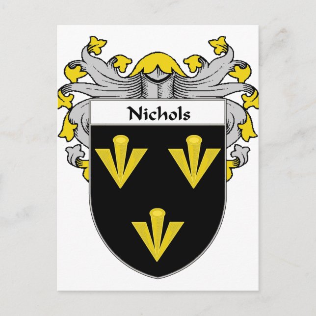 Nichols Coat of Arms/Familienwappen (mantled) Postkarte (Vorderseite)