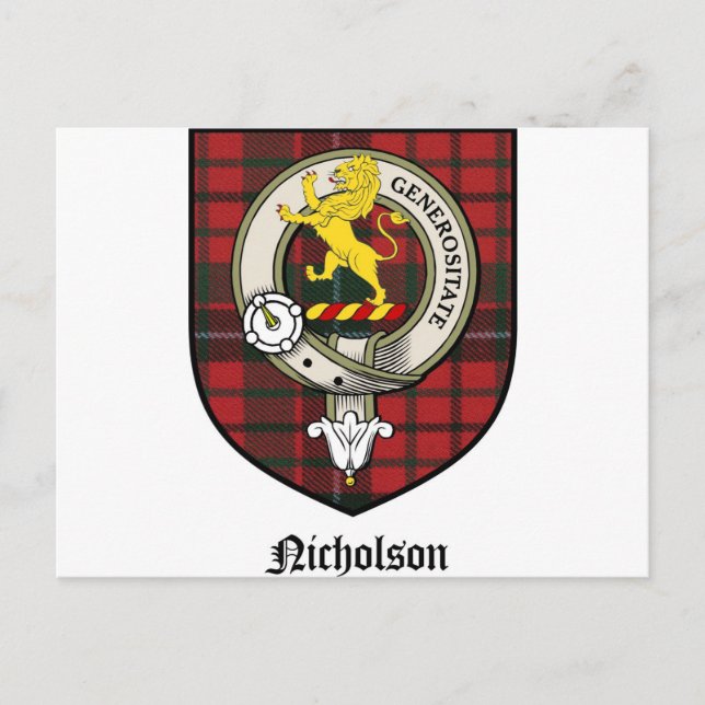 Nicholson Clan Wappen Abzeichen Tartan Postkarte (Vorderseite)