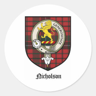 Nicholson-Clan-Wappen-AbzeichenTartan Runder Aufkleber