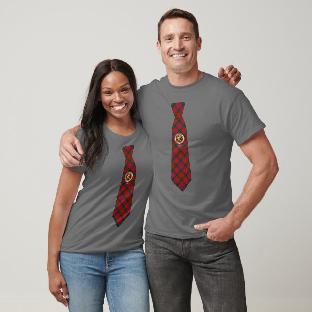 Nicholson Scottish Badge & Tartan Necktie T-Shirt (Unisex)