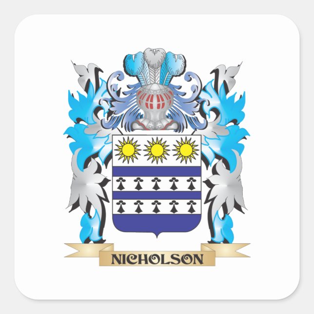 Nicholson-Wappen - Familienwappen Quadratischer Aufkleber (Vorderseite)