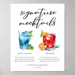 Nicht-Alkoholische Blue Lagoon Negroni Mocktail Ka Poster
