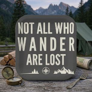 Nicht alle, die wandern, sind verloren Bergkunst Pappteller