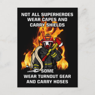 Nicht alle Superhelden... Feuerwehrmann Postkarte