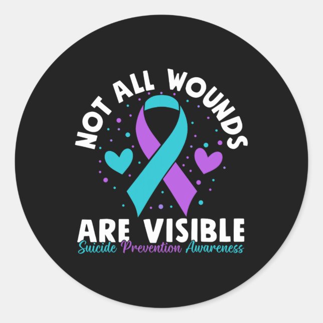 Nicht alle Wunden sind erkennbar Selbstmordbewusst Runder Aufkleber (Vorderseite)