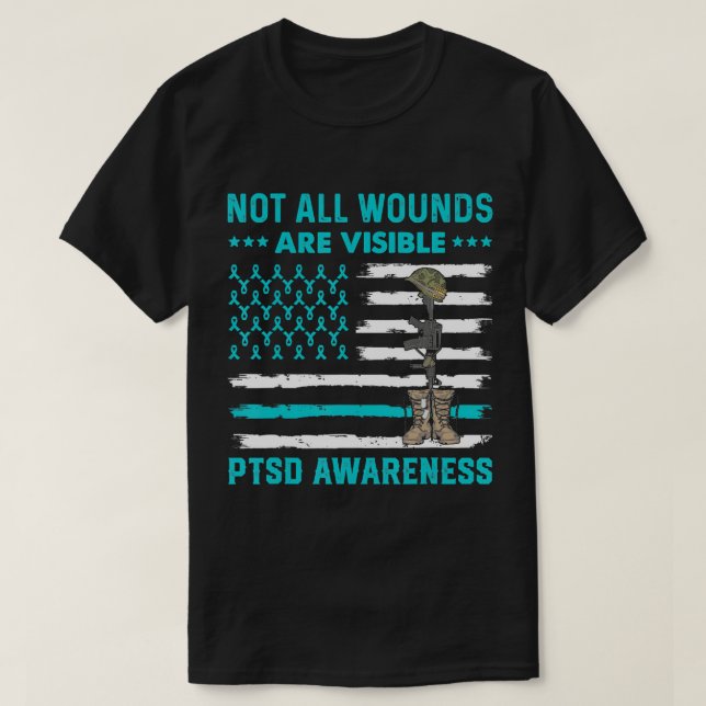 Nicht alle Wunden sind sichtbar Aquamarine PTSD T-Shirt (Design vorne)