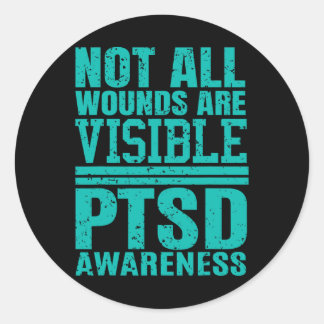 Nicht alle Wunden sind sichtbar - Ptsch-Bewusstsei Runder Aufkleber