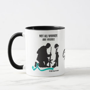 NICHT ALLE WUNDEN SIND SICHTBAR. PTSD AWARENESS. TASSE
