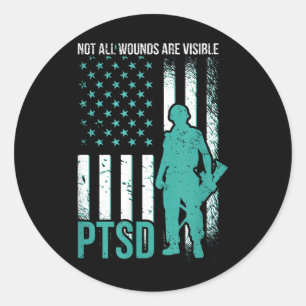 Nicht alle Wunden sind sichtbar - PTSD-Bewusstsein Runder Aufkleber