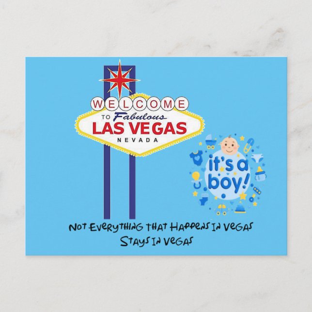 Nicht alles Bleibe in Vegas, es ist ein Junge Postkarte (Vorderseite)