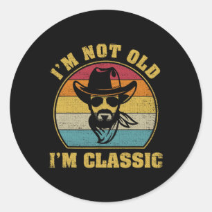 Nicht alt im Click US Country Man Funny Retro Cowb Runder Aufkleber