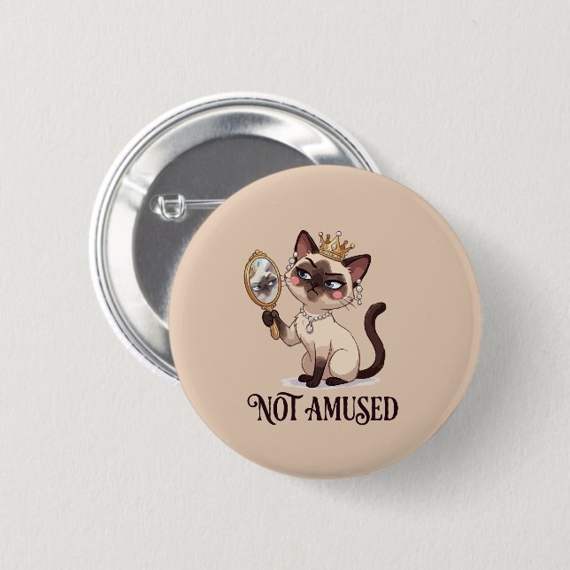 Nicht amüsierte königliche Siamkatze Button (Vorne & Hinten)