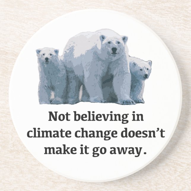 Nicht an den Klimawandel glauben Sandstein Untersetzer (Vorne)
