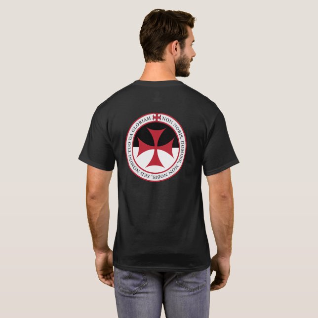 Nicht an uns, O-Lord - Templar Kreuz und Motto T-Shirt (Schwarz voll)