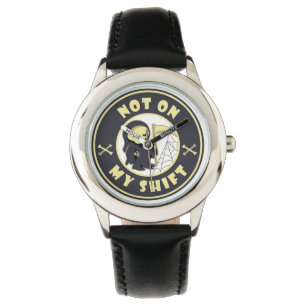 Nicht auf meiner Schicht Grim Sensenmann Halloween Armbanduhr