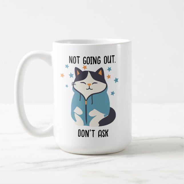 Nicht-Ausgeh-Kapuzenpullover-Katze Lustiger Kaffee Kaffeetasse (Links)