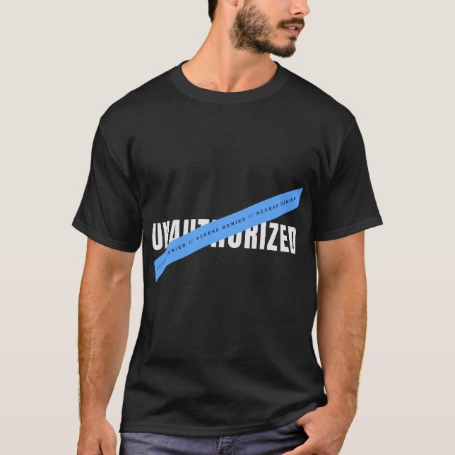 Nicht autorisierte Tech-Typografie-Design T-Shirt (Vorderseite)