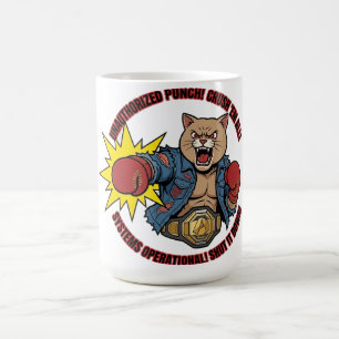 Nicht autorisiertes Punch Crush Em All Katzen-T-Sh Kaffeetasse