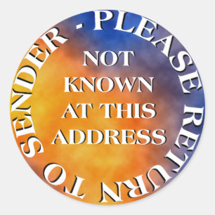 Nicht bekannt an dieser Adresse Runder Aufkleber