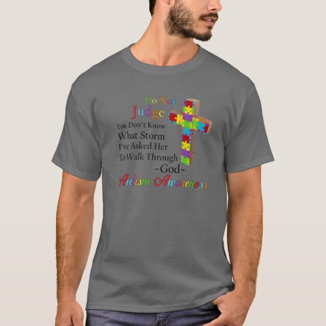 Nicht beurteilen, Puzzle-Stücke Christlich Autismu T-Shirt (Vorderseite)