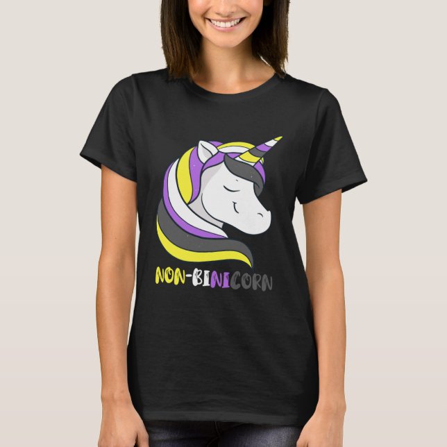 Nicht binäre Einhorn-LGBT-LGBT-Flag Gende T-Shirt (Vorderseite)