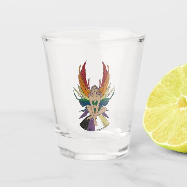 Nicht-binäre Feerie Schnapsglas (Vorderseite)