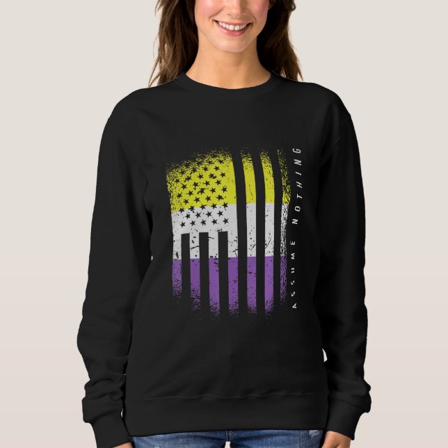 Nicht binäre Flag Enby Genderqueer Non-Binary Sweatshirt (Vorderseite)