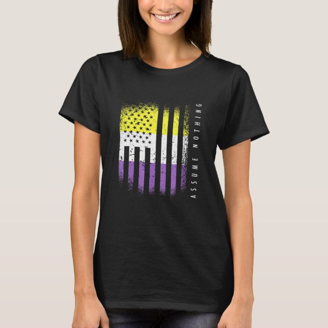Nicht binäre Flag Enby Genderqueer Non-Binary T-Shirt (Vorderseite)