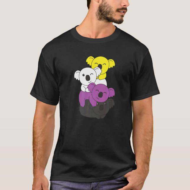 Nicht binäre Flag Pile Pride Lgbtq Koalas Niedlich T-Shirt (Vorderseite)