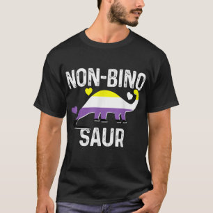 Nicht binäre Flagge ohne Binosaurier Dinosaurier F T-Shirt
