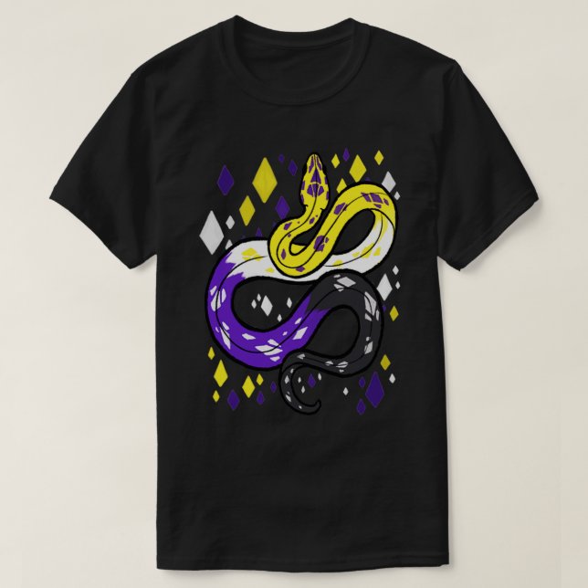 Nicht binäre Flaggenschlange T-Shirt (Design vorne)