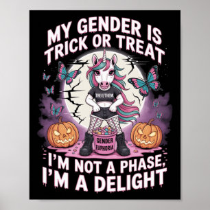 Nicht binäre Halloween-Unicorn-Pronomen keine Phas Poster