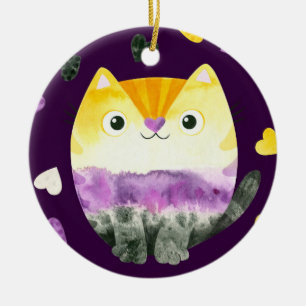Nicht binäre Katze Keramik Ornament