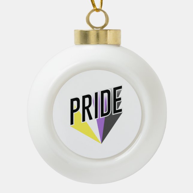 Nicht binäre Pride Keramik Kugel-Ornament (Vorderseite)