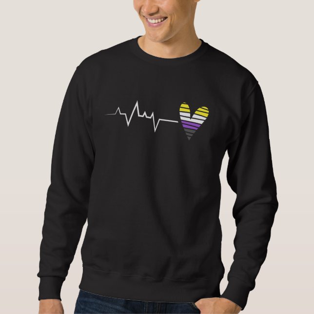 Nicht binäre Prix Heartbeat - Herz-Non-Binary-Flag Sweatshirt (Vorderseite)