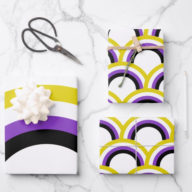Nicht binäre Regenbogenflagge, nicht binär Geschenkpapier Set (Vorderseite)