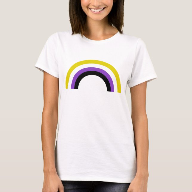 Nicht binäre Regenbogenflagge, nicht binär T-Shirt (Vorderseite)