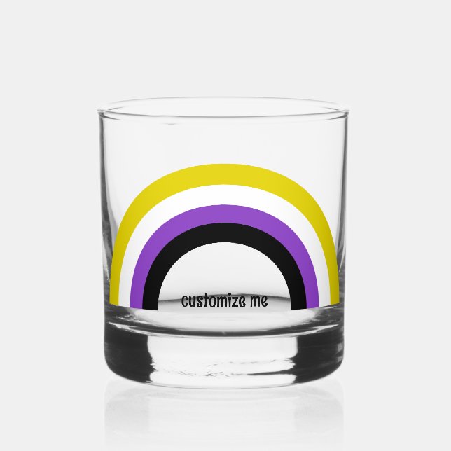 Nicht binäre Regenbogenflagge, nicht binär Whiskyglas (Vorderseite)