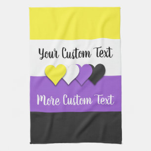 Nicht binäre Stolperflagge mit Herzen Geschirrtuch