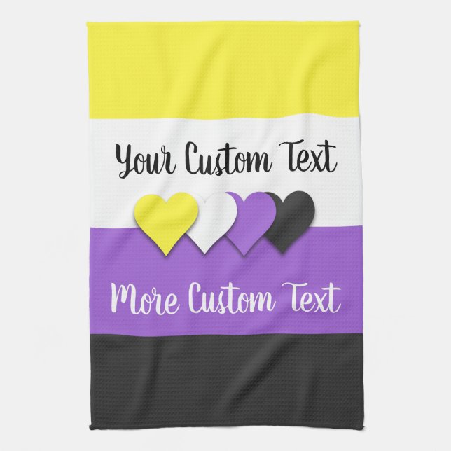 Nicht binäre Stolperflagge mit Herzen Geschirrtuch (Vertikal)