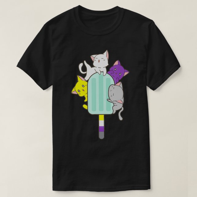 Nicht binärer Pride Pan Cat Kawaii LGBTQ Non-Binar T-Shirt (Design vorne)