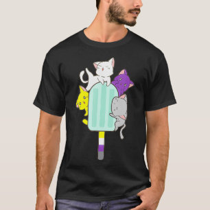 Nicht binärer Pride Pan Cat Kawaii LGBTQ Non-Binar T-Shirt
