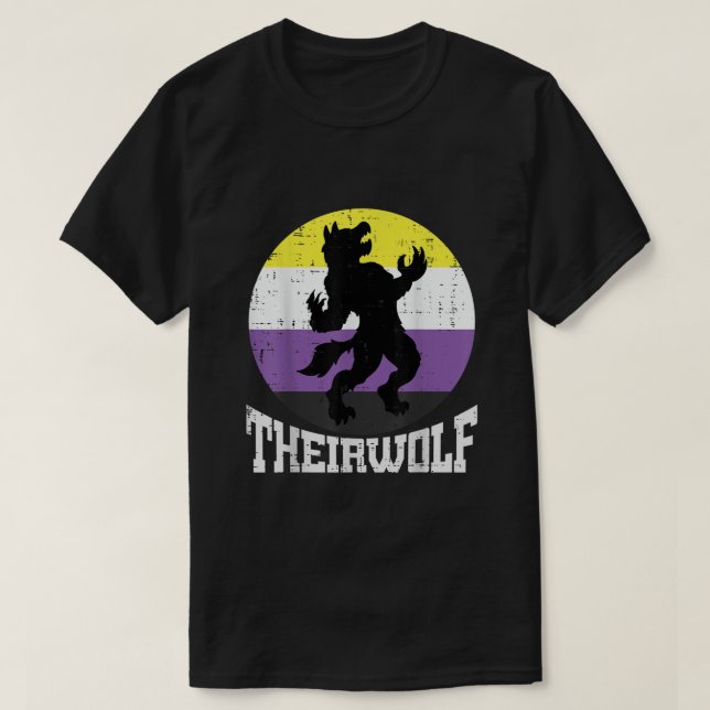 Nicht binärer Stolz für den Theirwolf, nicht binär T-Shirt (Design vorne)